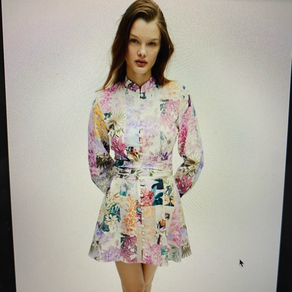 Zara floral parrot print dress size medium